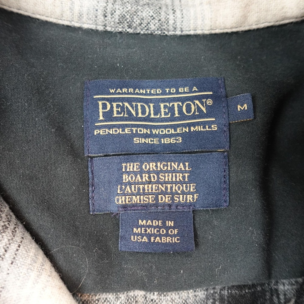 Pendleton Loop Collar Shirt Mens Medium Gray Plai… - image 7